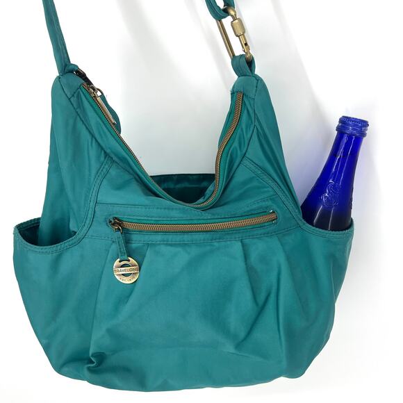 Travelon Nylon Bag Security Block Technology Teal Shoulder Bag Purse - Picture 3 of 12